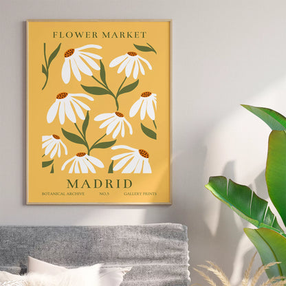 マドリッドの花市場、ヴィンテージ風マーガレットデザイン