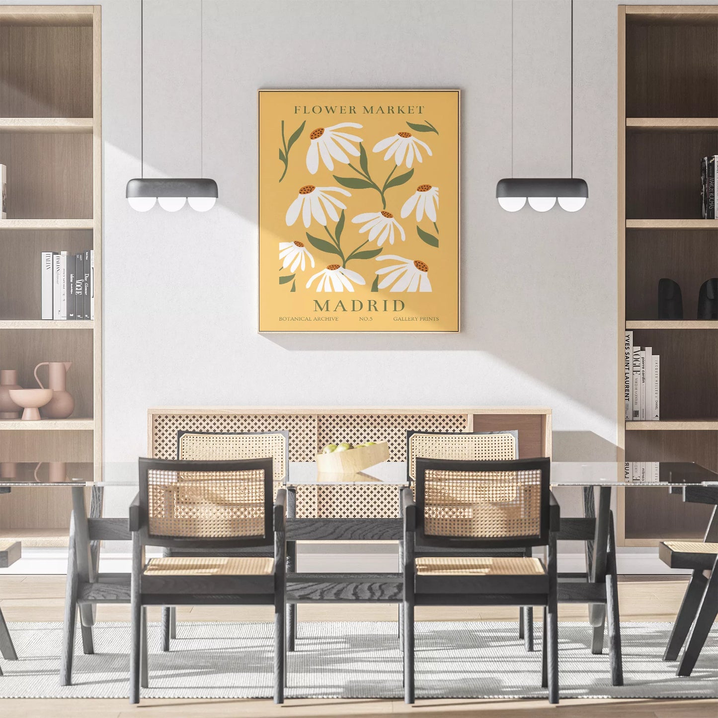 マドリッドの花市場、ヴィンテージ風マーガレットデザイン