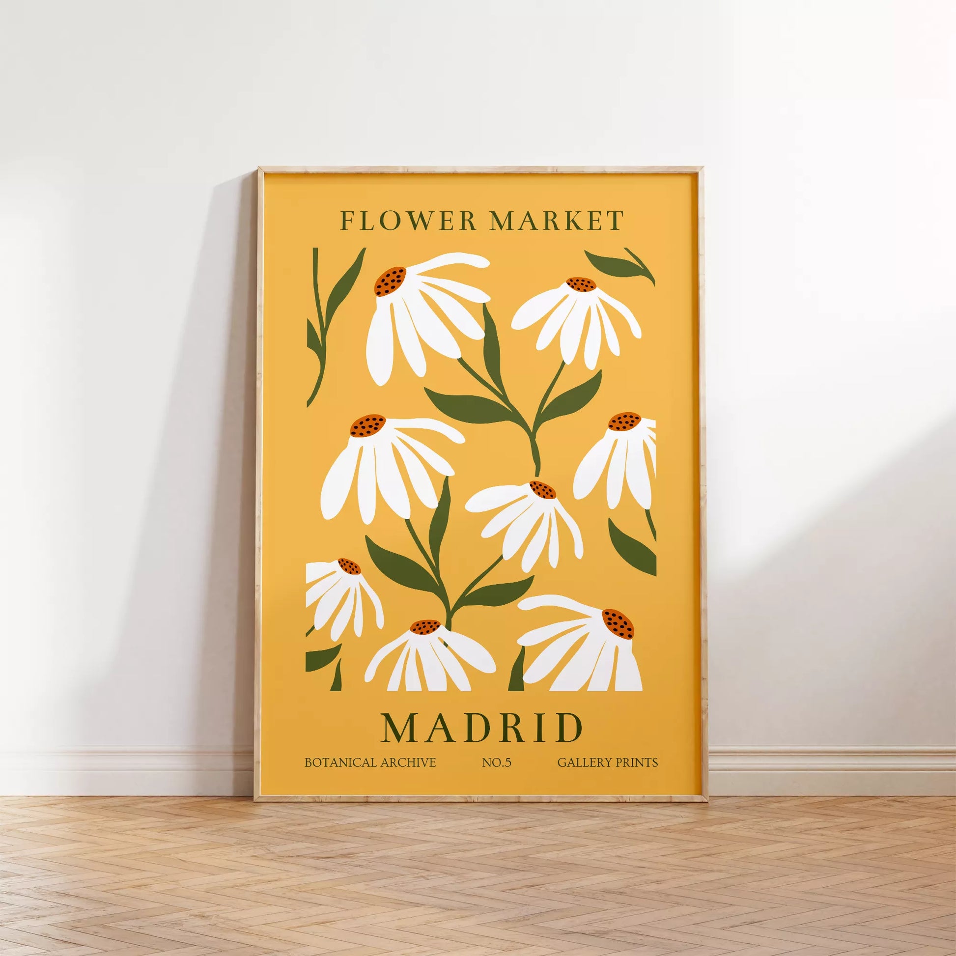 マドリッドの花市場、ヴィンテージ風マーガレットデザイン