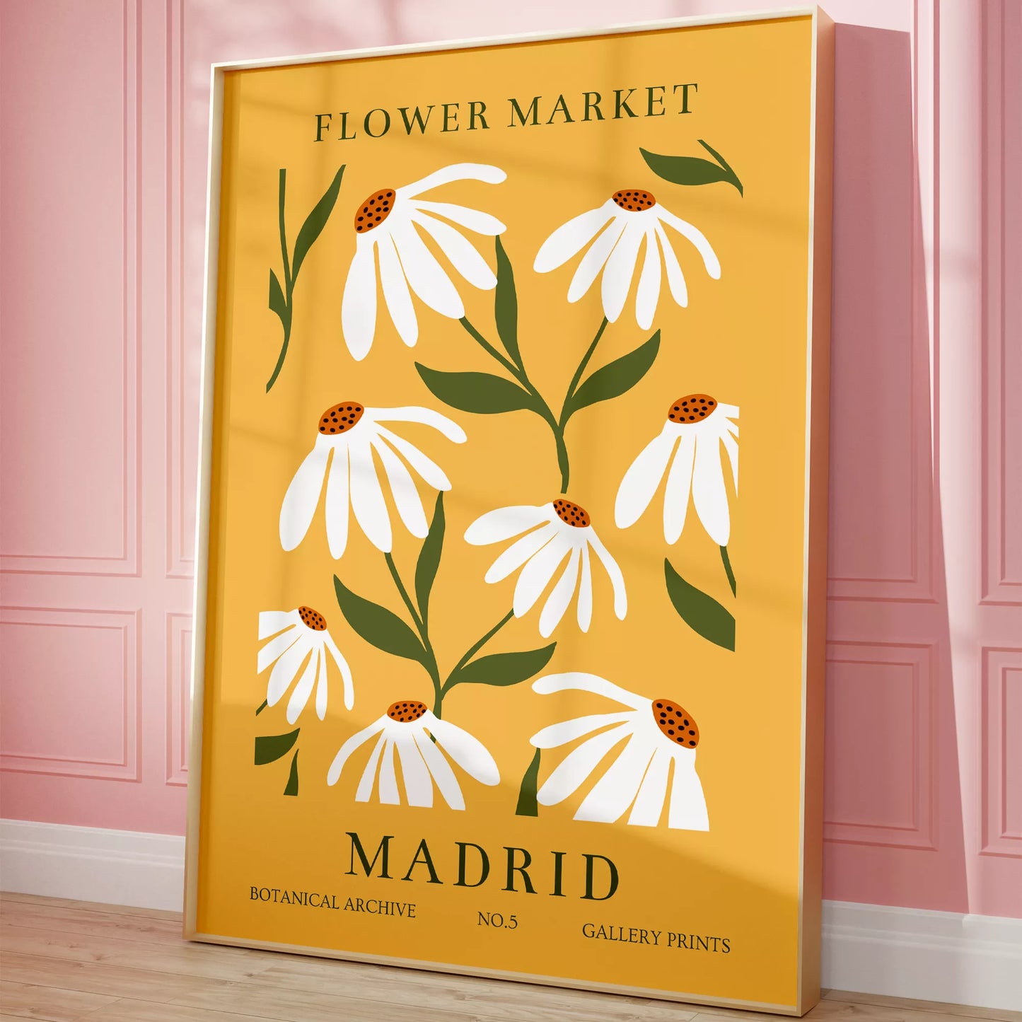 マドリッドの花市場、ヴィンテージ風マーガレットデザイン