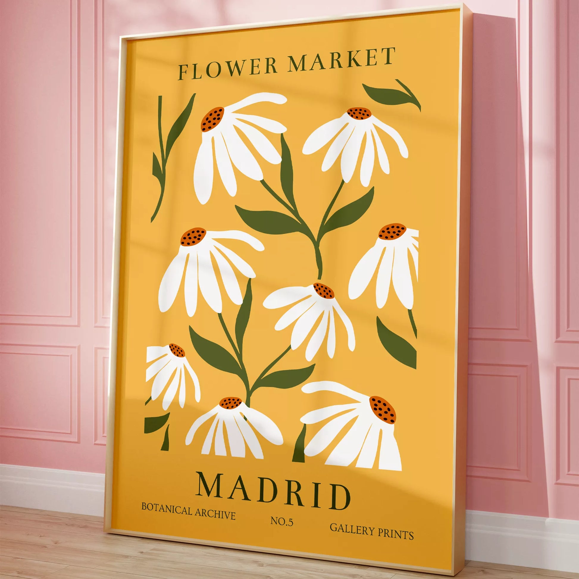 マドリッドの花市場、ヴィンテージ風マーガレットデザイン