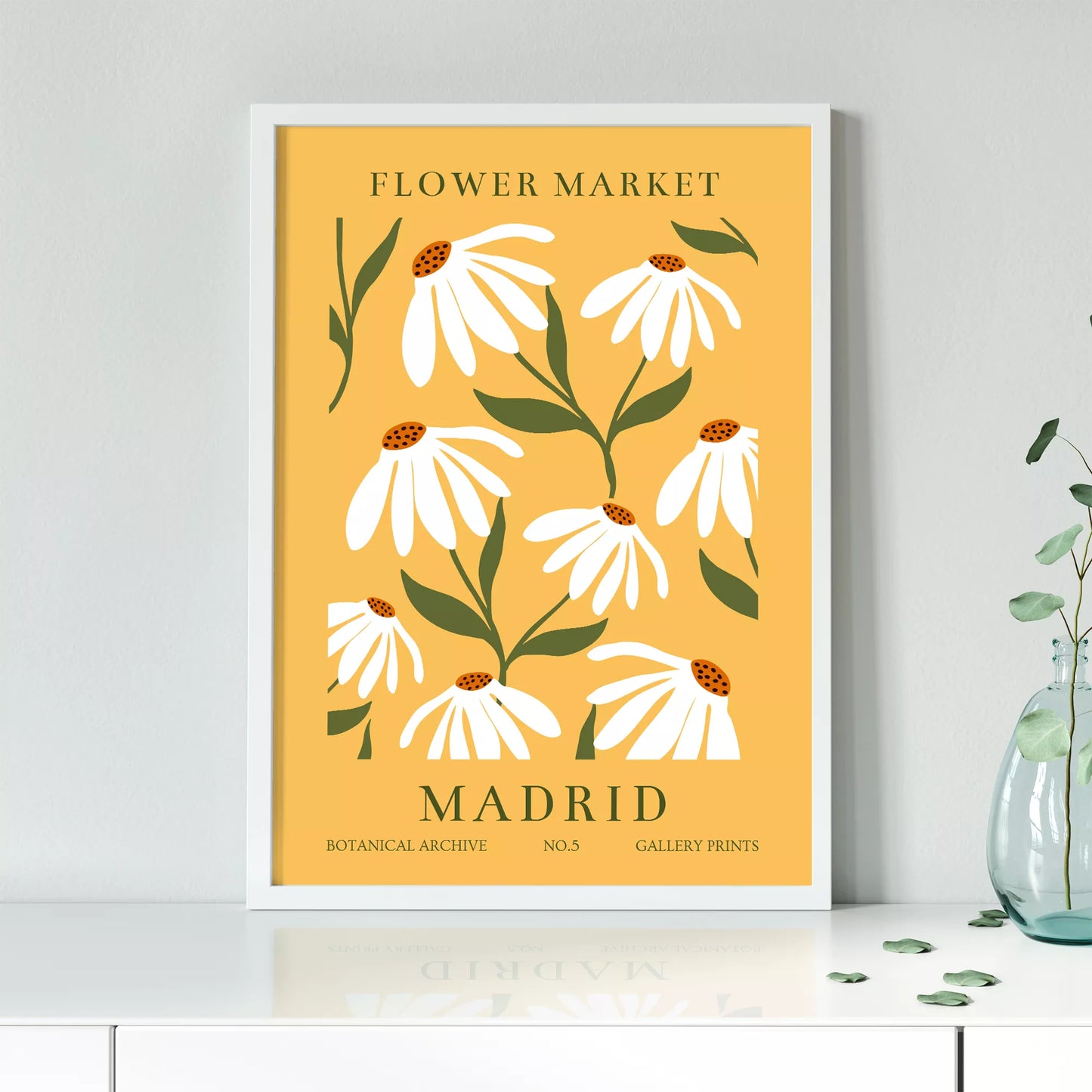 マドリッドの花市場、ヴィンテージ風マーガレットデザイン