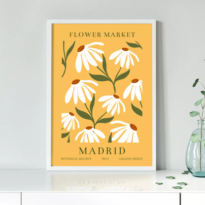 マドリッドの花市場、ヴィンテージ風マーガレットデザイン