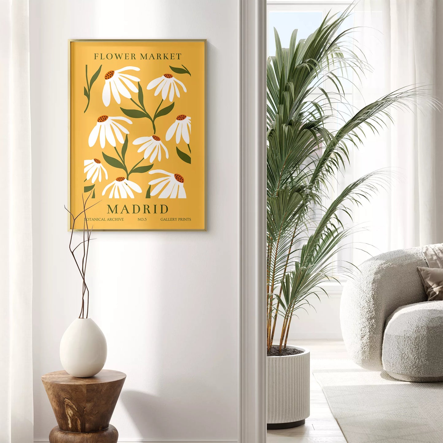 マドリッドの花市場、ヴィンテージ風マーガレットデザイン