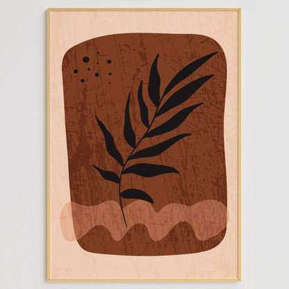 テラコッタカラーの葉シルエットが映える北欧ボタニカルアートポスター 3枚セット