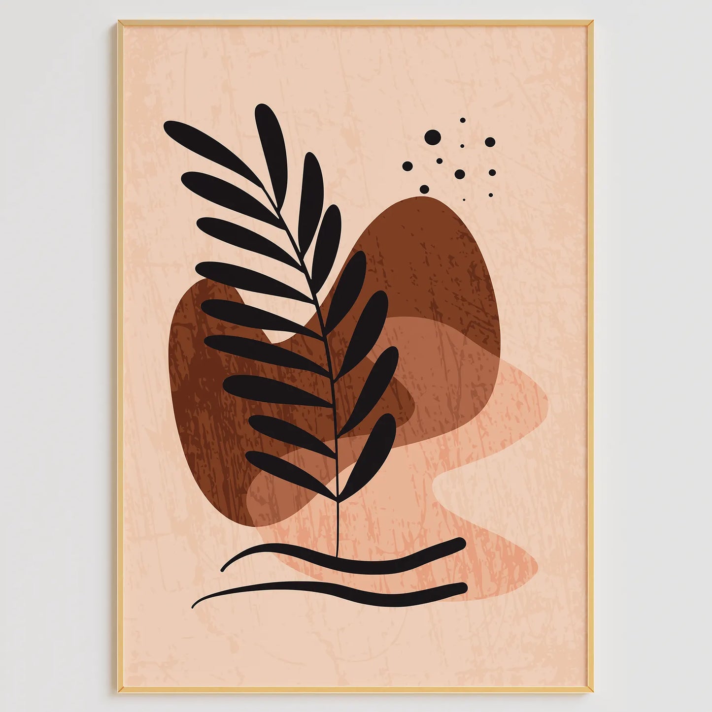 テラコッタカラーの葉シルエットが映える北欧ボタニカルアートポスター 3枚セット