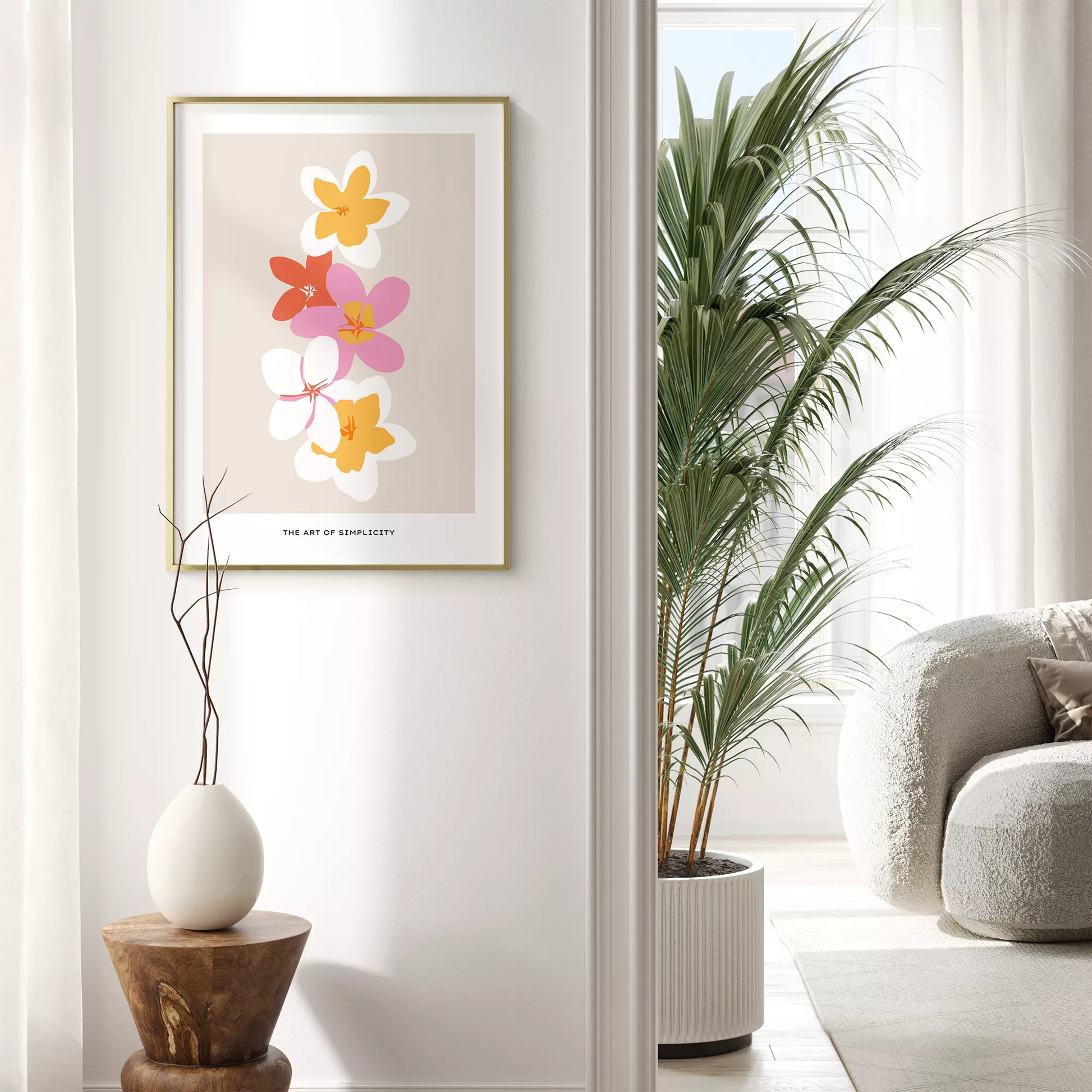トロピカルフラワー ボタニカルアート ポスター モダンインテリア ミニマリスト