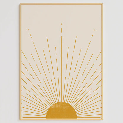 月の満ち欠けと太陽を描いたジオメトリックな北欧ミニマルアートポスター 3枚セット