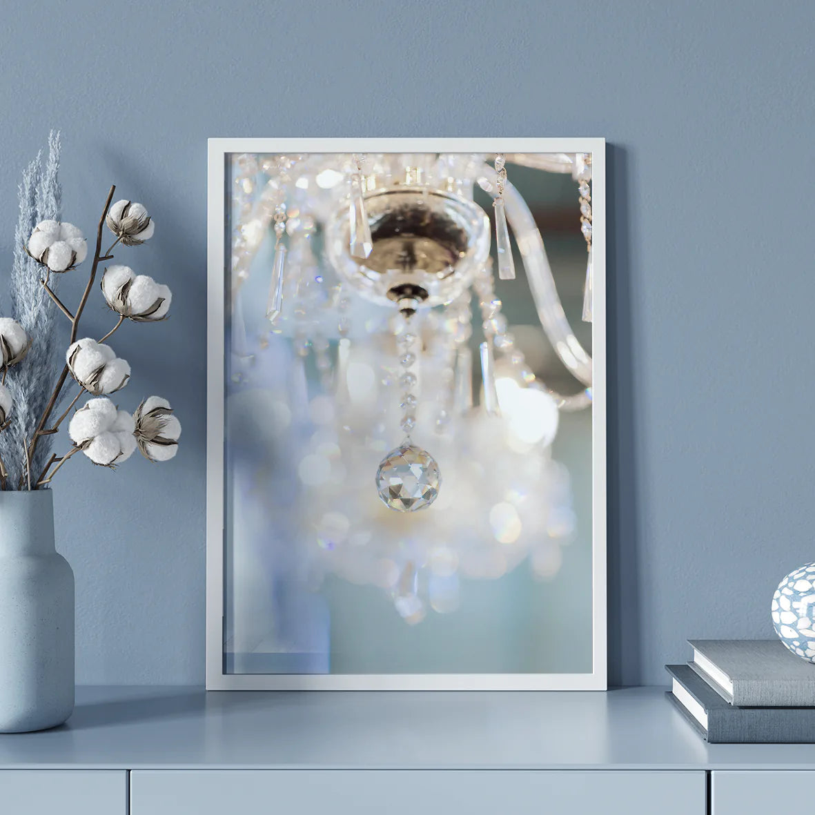 Prismatic Charm: Refracting Beauty, Crystal Chandelier, Elegant, Feminine, Luxury Designer Print.