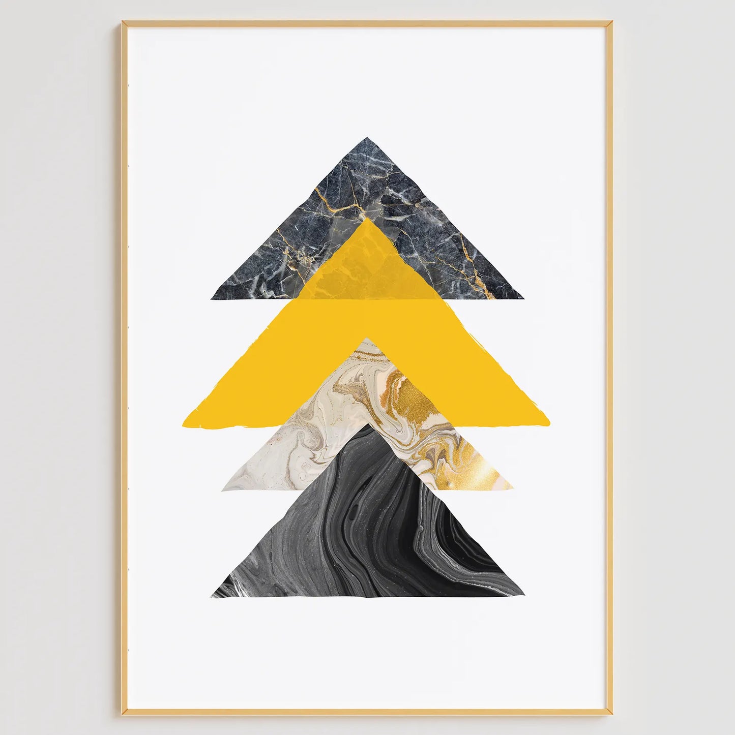 ジオメトリックマーブルのイエローとブラック抽象アートポスター 北欧モダン 3枚セット
