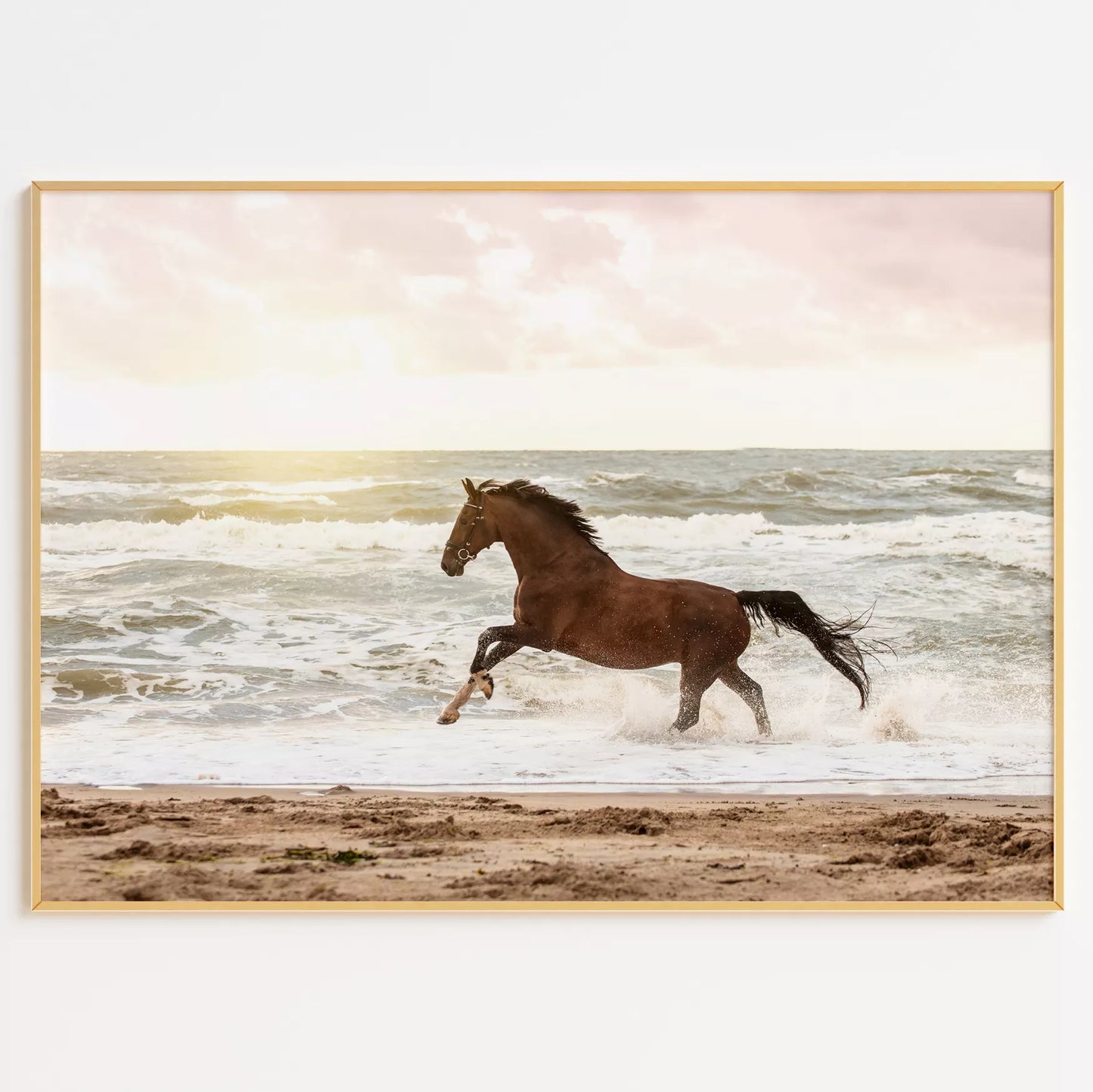 海辺を駆ける馬のモダンアートポスター