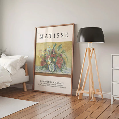 マティス風赤いバラ黄色い花のボタニカルアートポスター