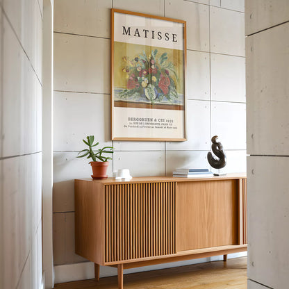 マティス風赤いバラ黄色い花のボタニカルアートポスター