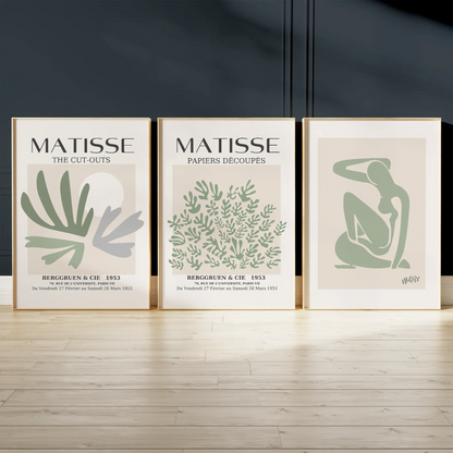 マティス風 抽象ポスター 3枚セット ベージュ セージグリーン 北欧