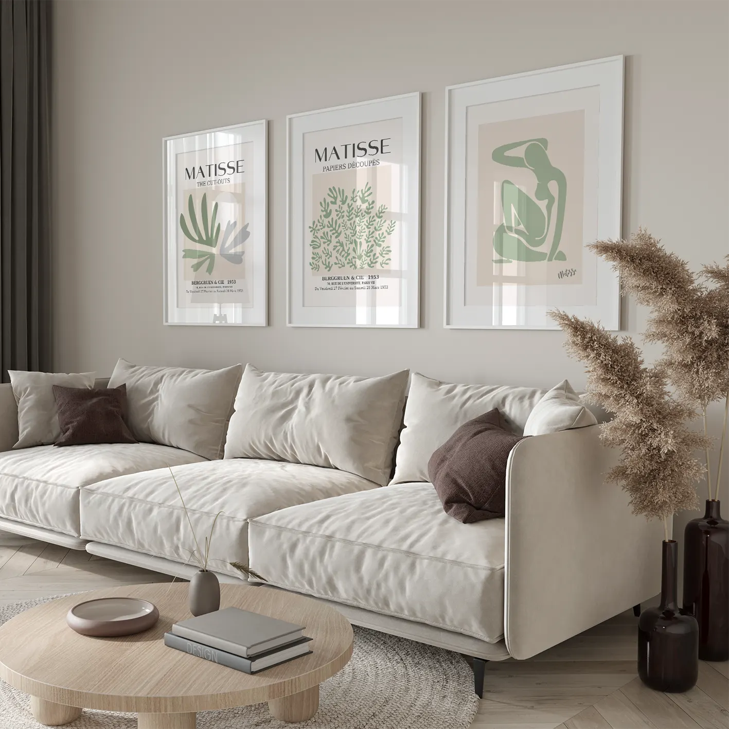 マティス風 抽象ポスター 3枚セット ベージュ セージグリーン 北欧