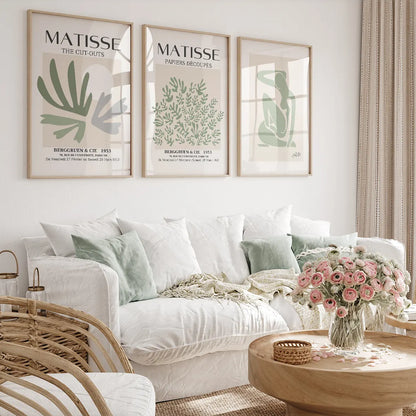 マティス風 抽象ポスター 3枚セット ベージュ セージグリーン 北欧