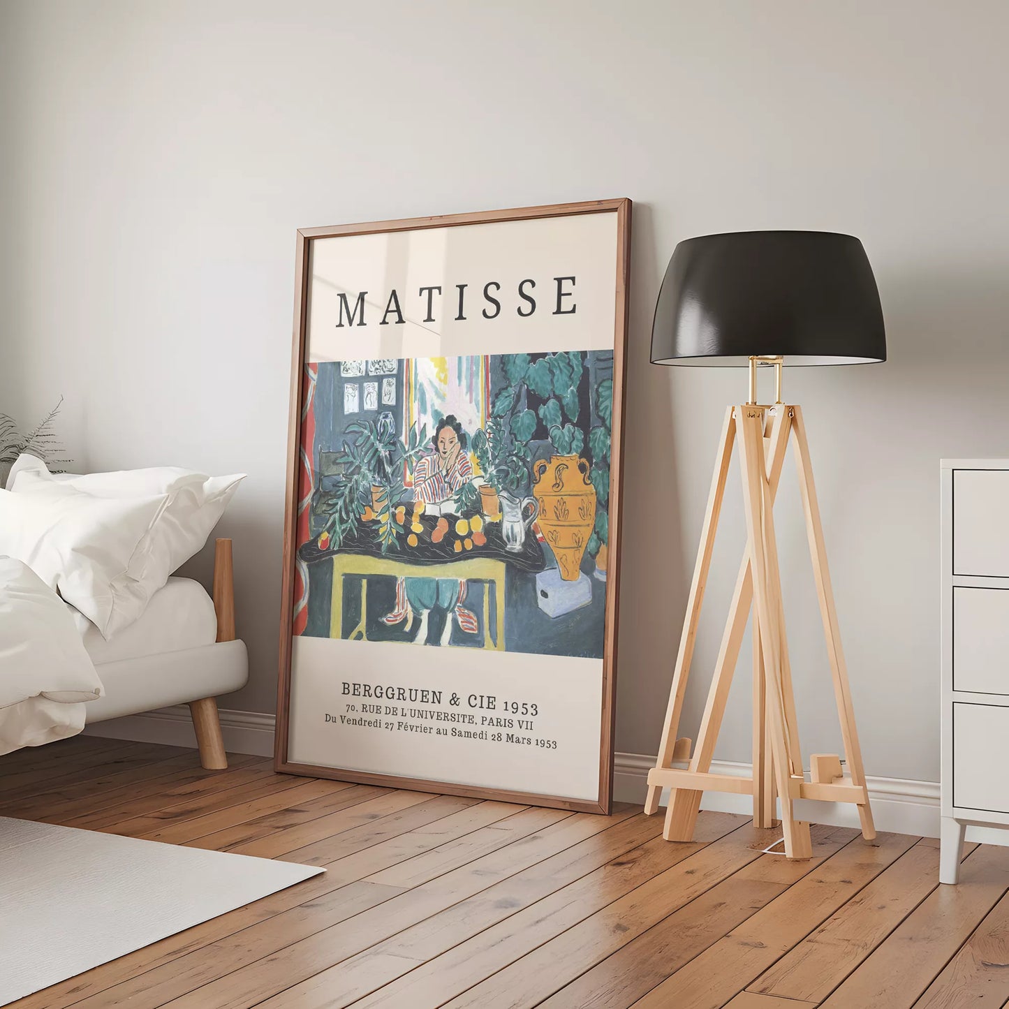 マティス風 インテリア画 ターコイズ イエロー ボタニカル ダイニング