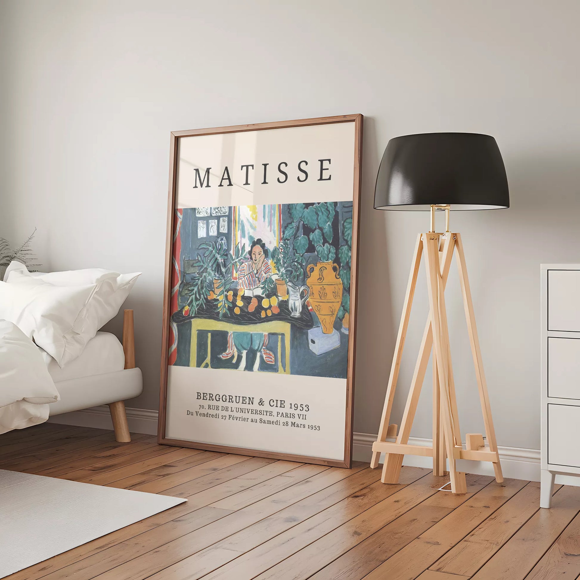 マティス風 インテリア画 ターコイズ イエロー ボタニカル ダイニング