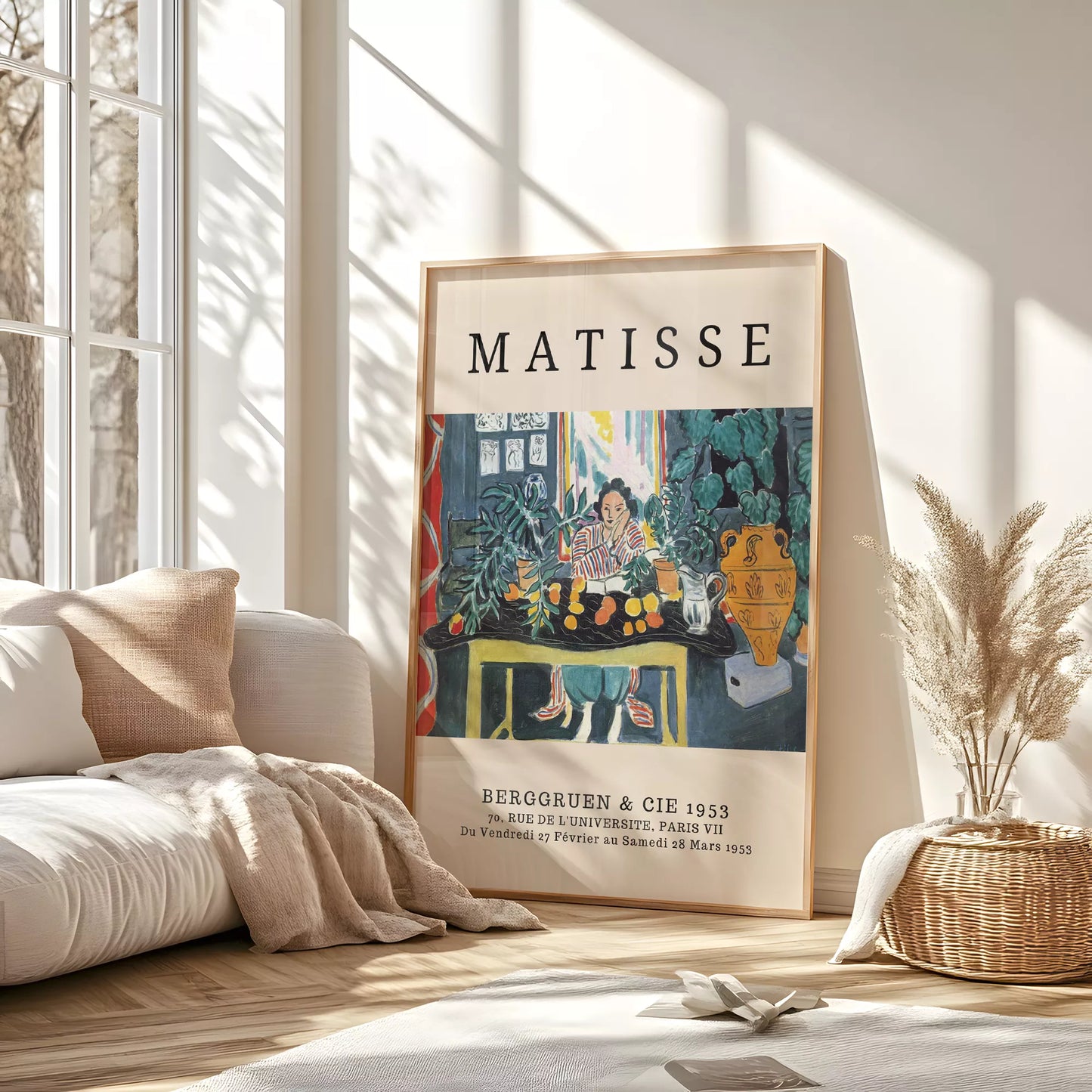 マティス風 インテリア画 ターコイズ イエロー ボタニカル ダイニング