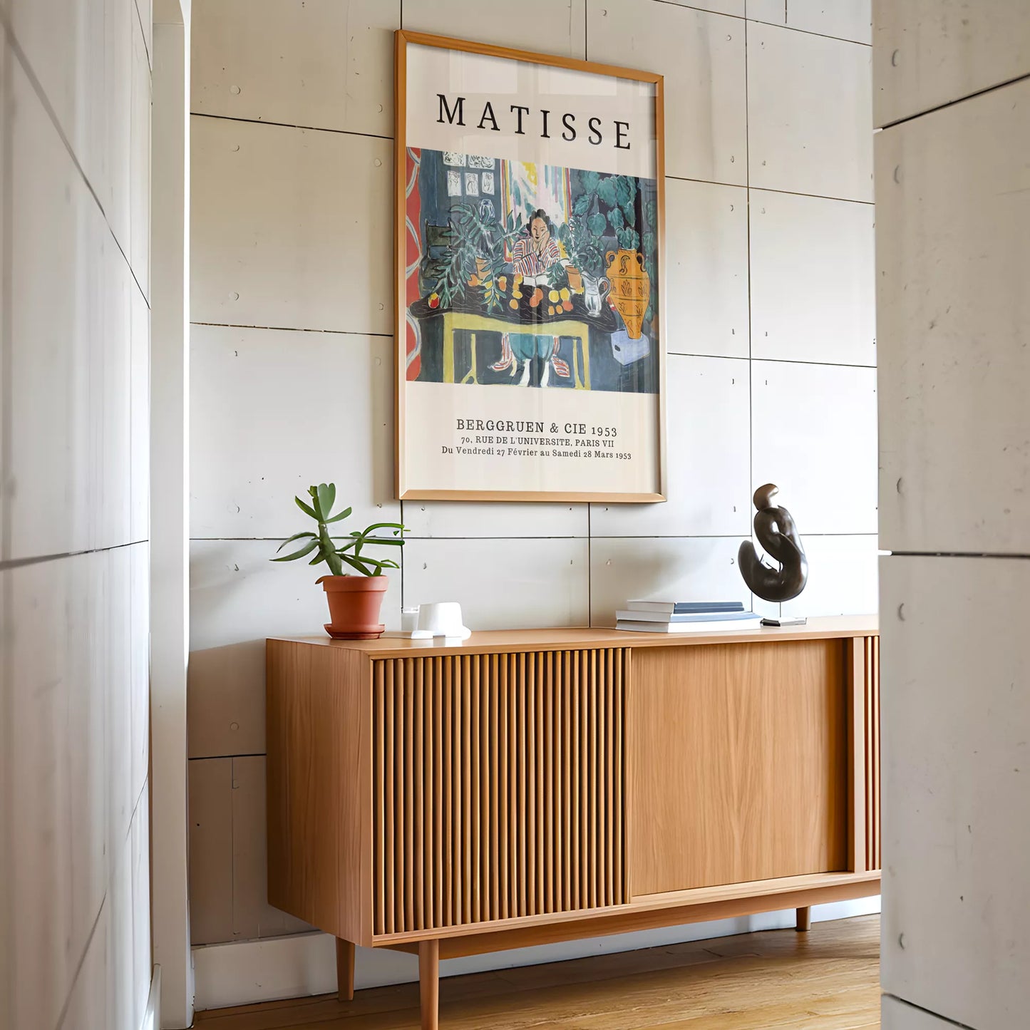 マティス風 インテリア画 ターコイズ イエロー ボタニカル ダイニング