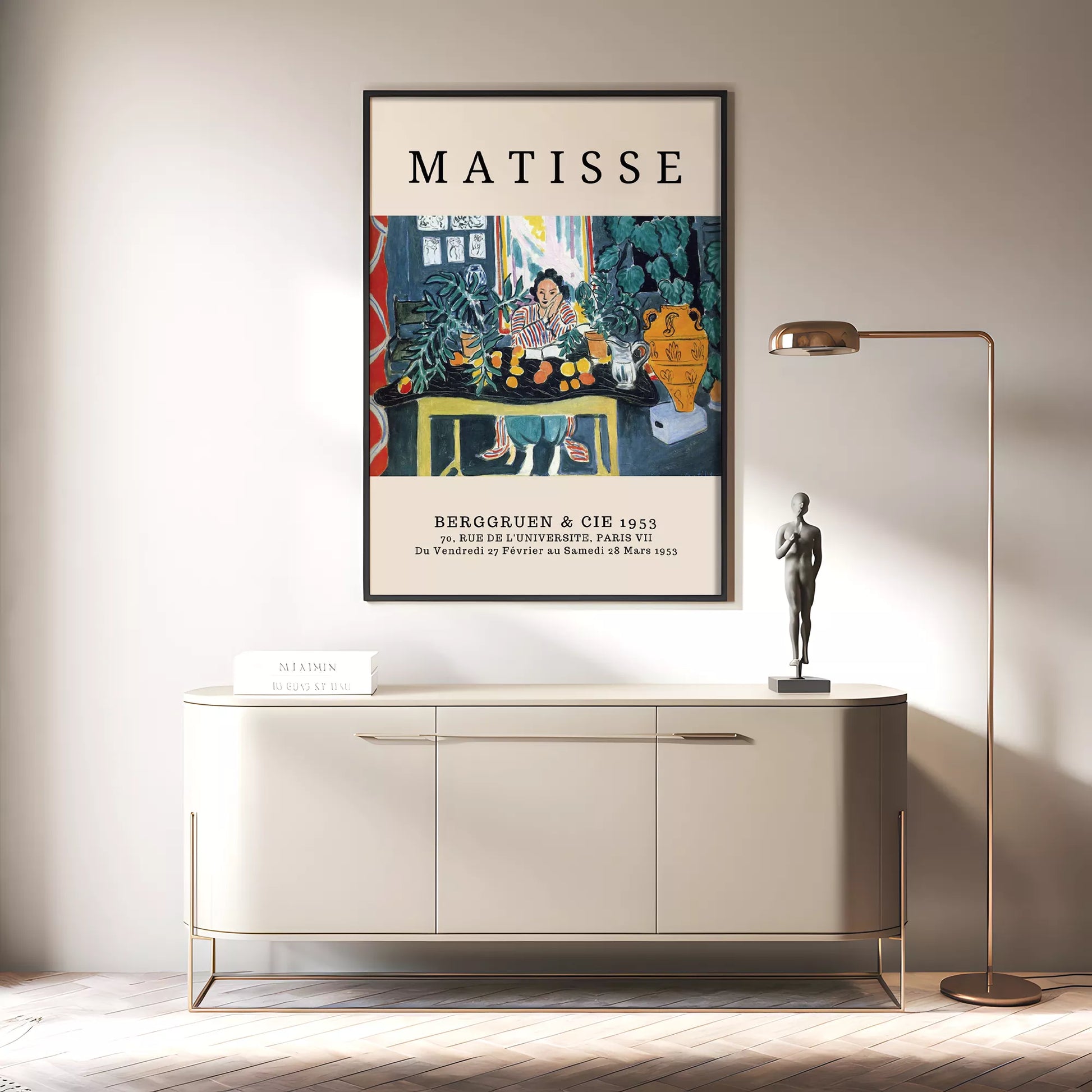 マティス風 インテリア画 ターコイズ イエロー ボタニカル ダイニング