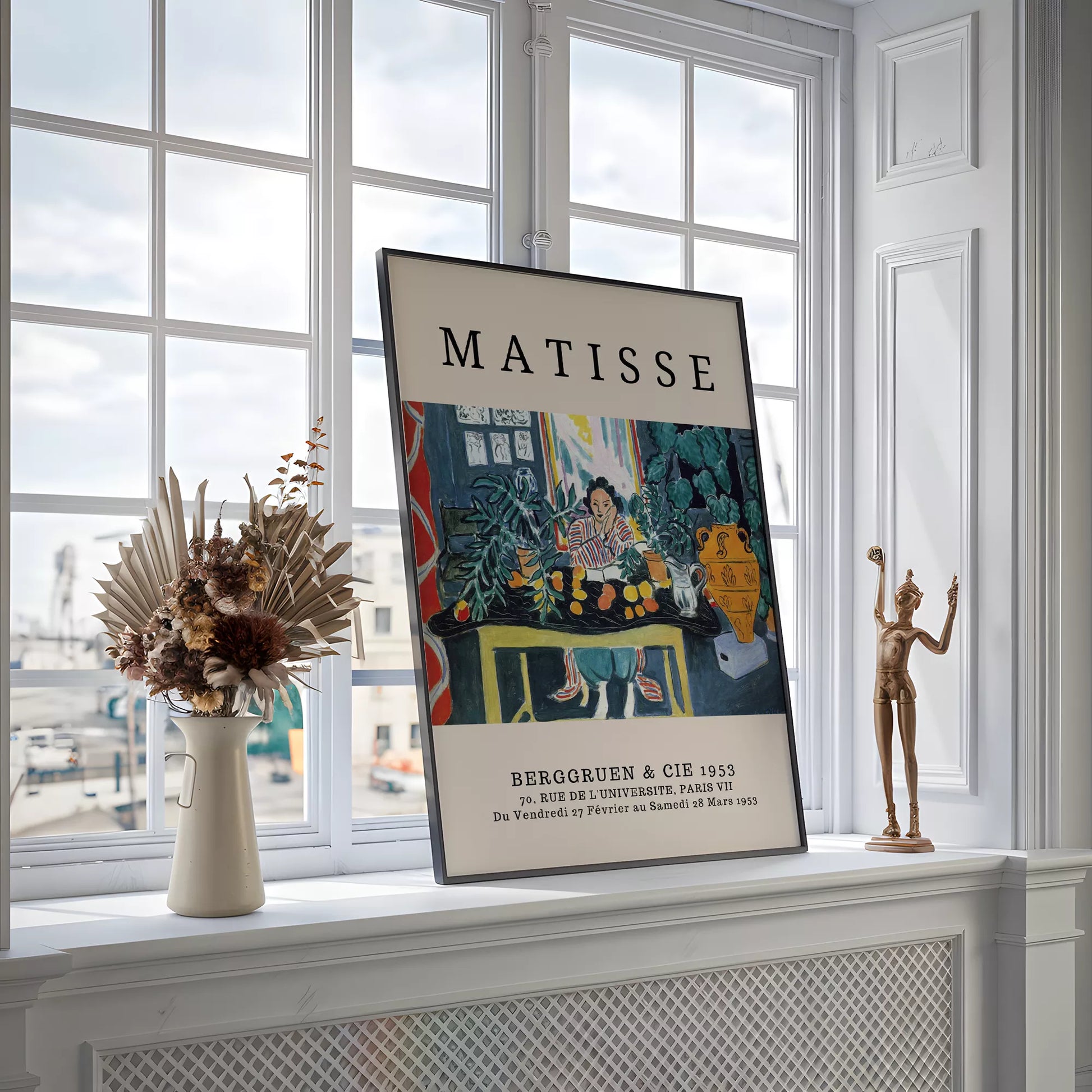 マティス風 インテリア画 ターコイズ イエロー ボタニカル ダイニング