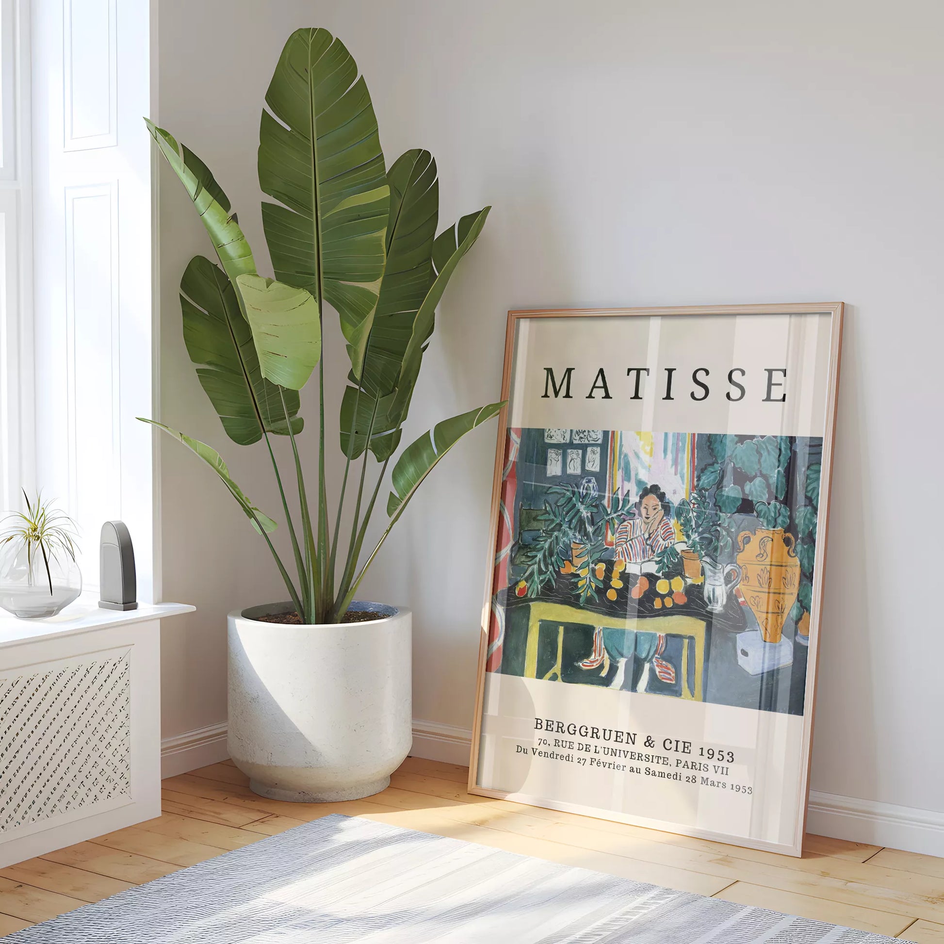 マティス風 インテリア画 ターコイズ イエロー ボタニカル ダイニング