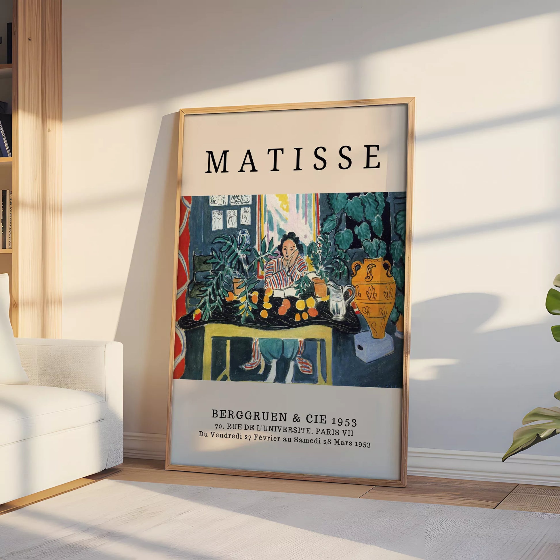 マティス風 インテリア画 ターコイズ イエロー ボタニカル ダイニング