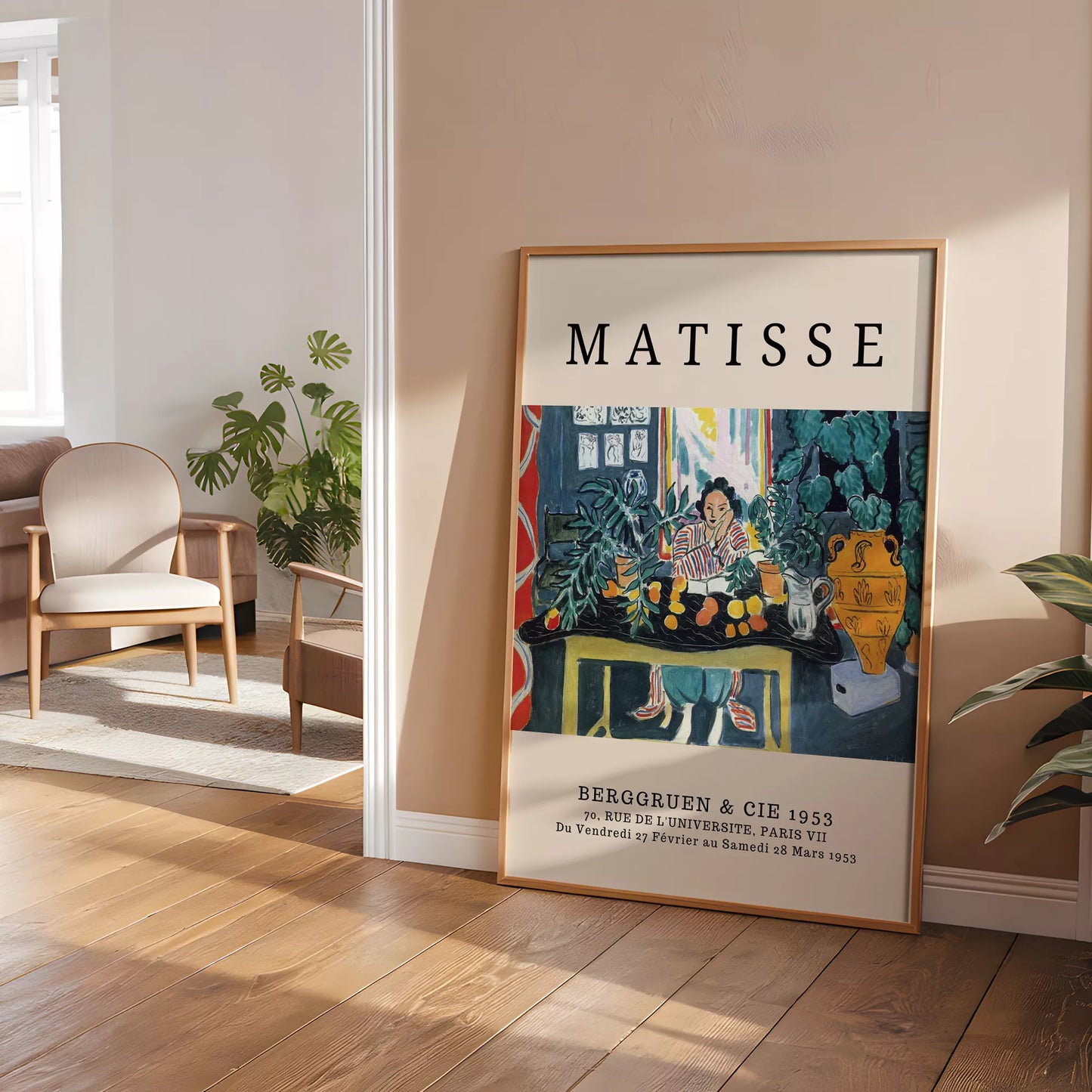 マティス風 インテリア画 ターコイズ イエロー ボタニカル ダイニング