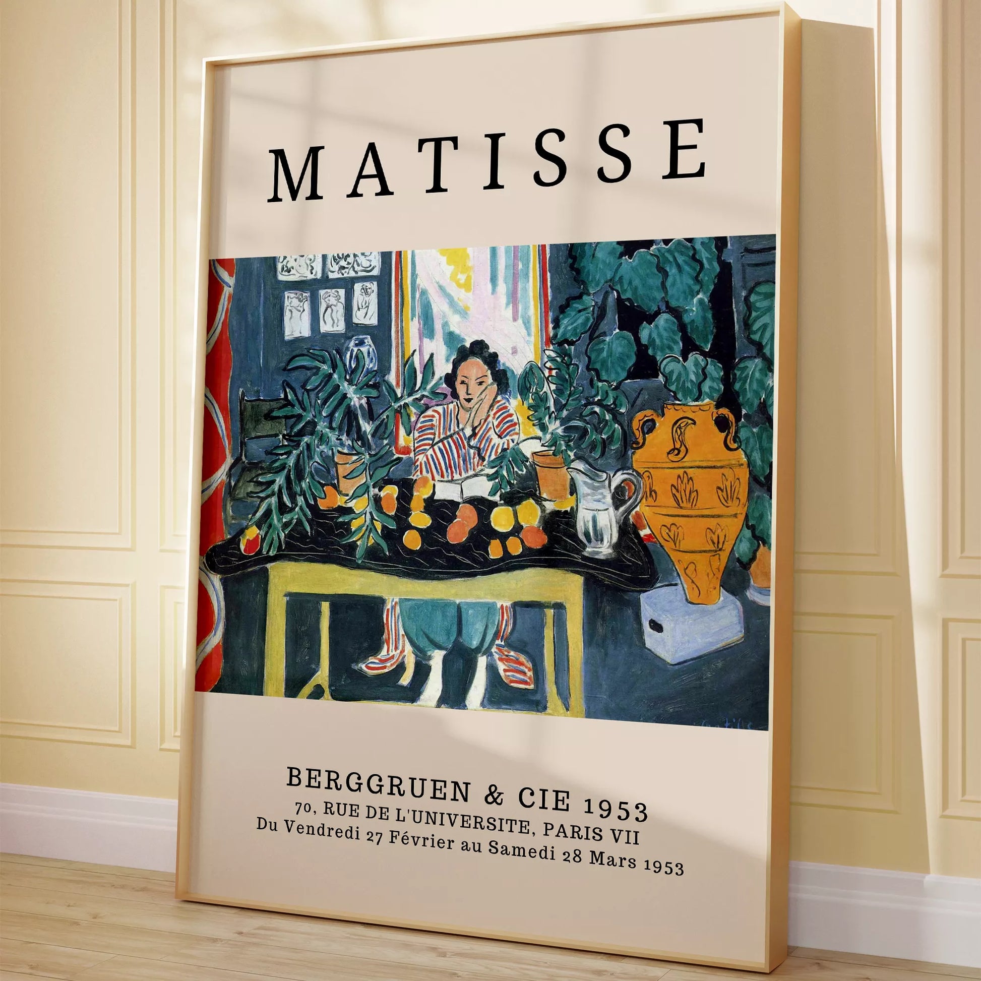 マティス風 インテリア画 ターコイズ イエロー ボタニカル ダイニング