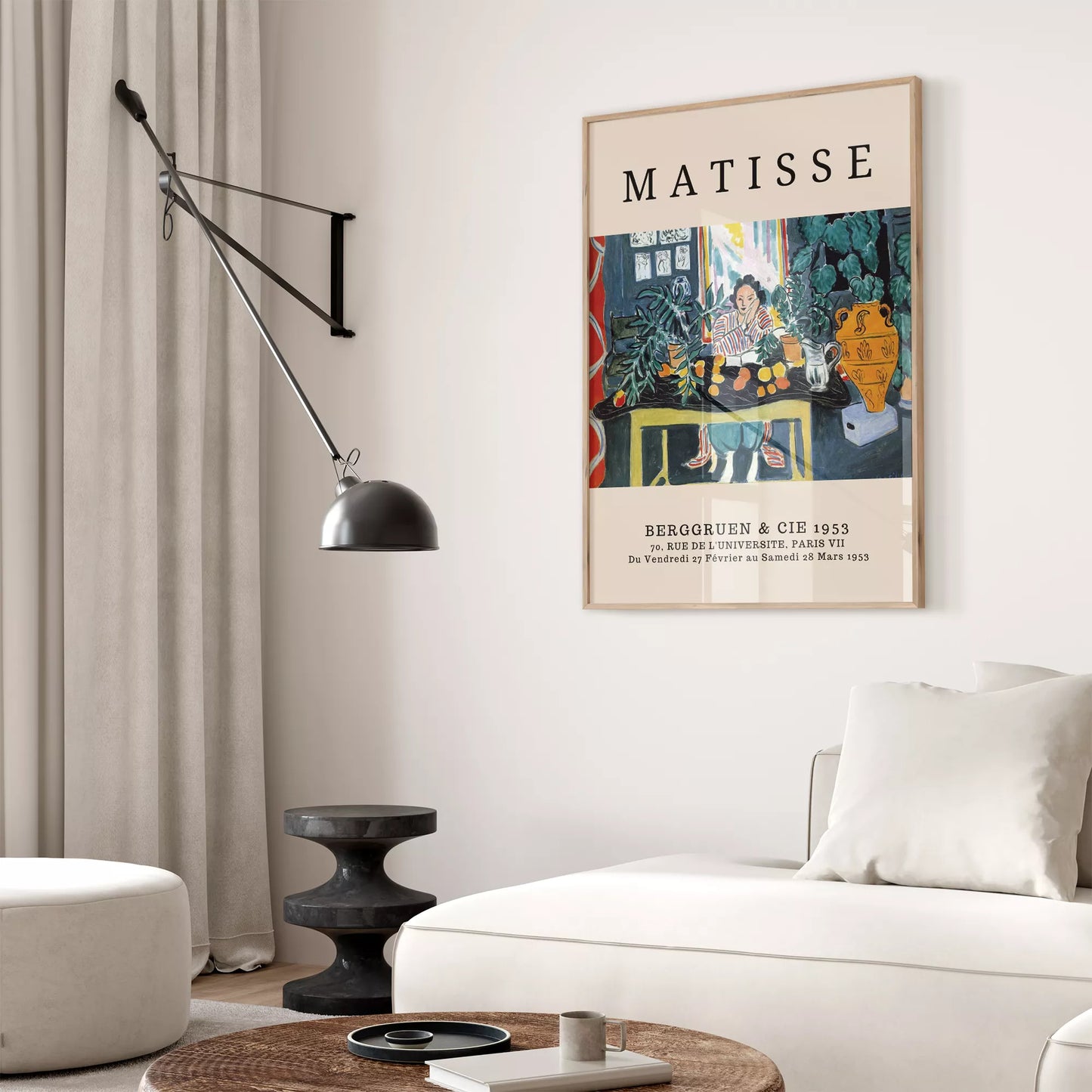 マティス風 インテリア画 ターコイズ イエロー ボタニカル ダイニング