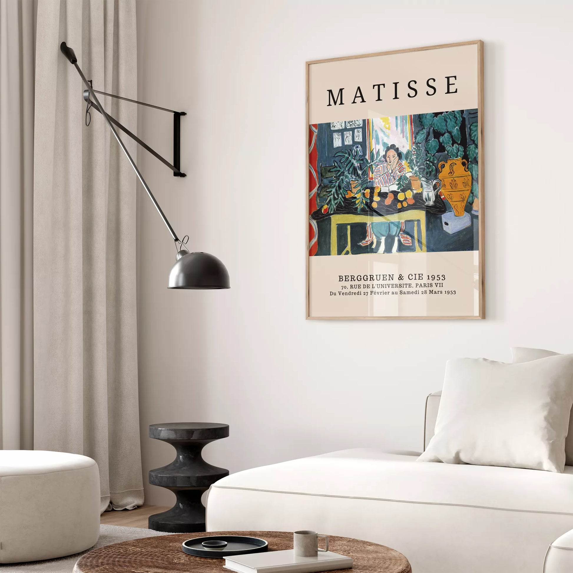 マティス風 インテリア画 ターコイズ イエロー ボタニカル ダイニング