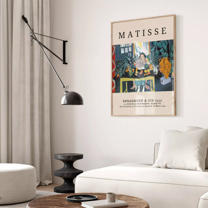 マティス風 インテリア画 ターコイズ イエロー ボタニカル ダイニング