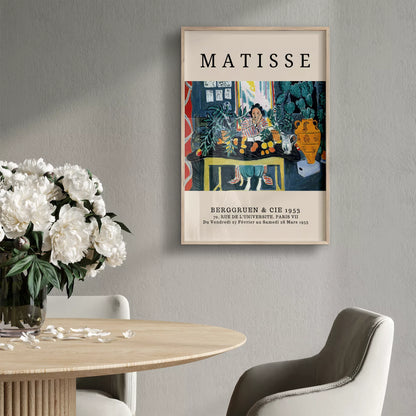 マティス風 インテリア画 ターコイズ イエロー ボタニカル ダイニング