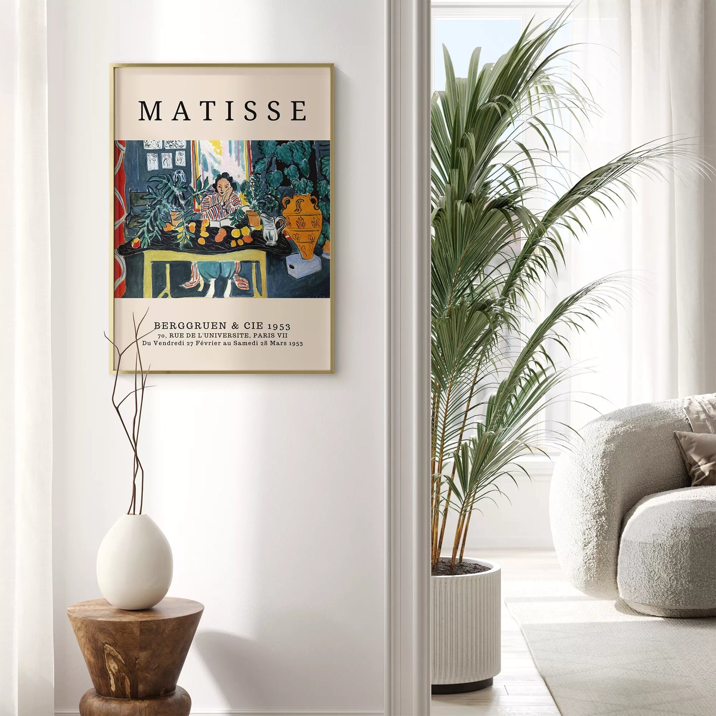 マティス風 インテリア画 ターコイズ イエロー ボタニカル ダイニング