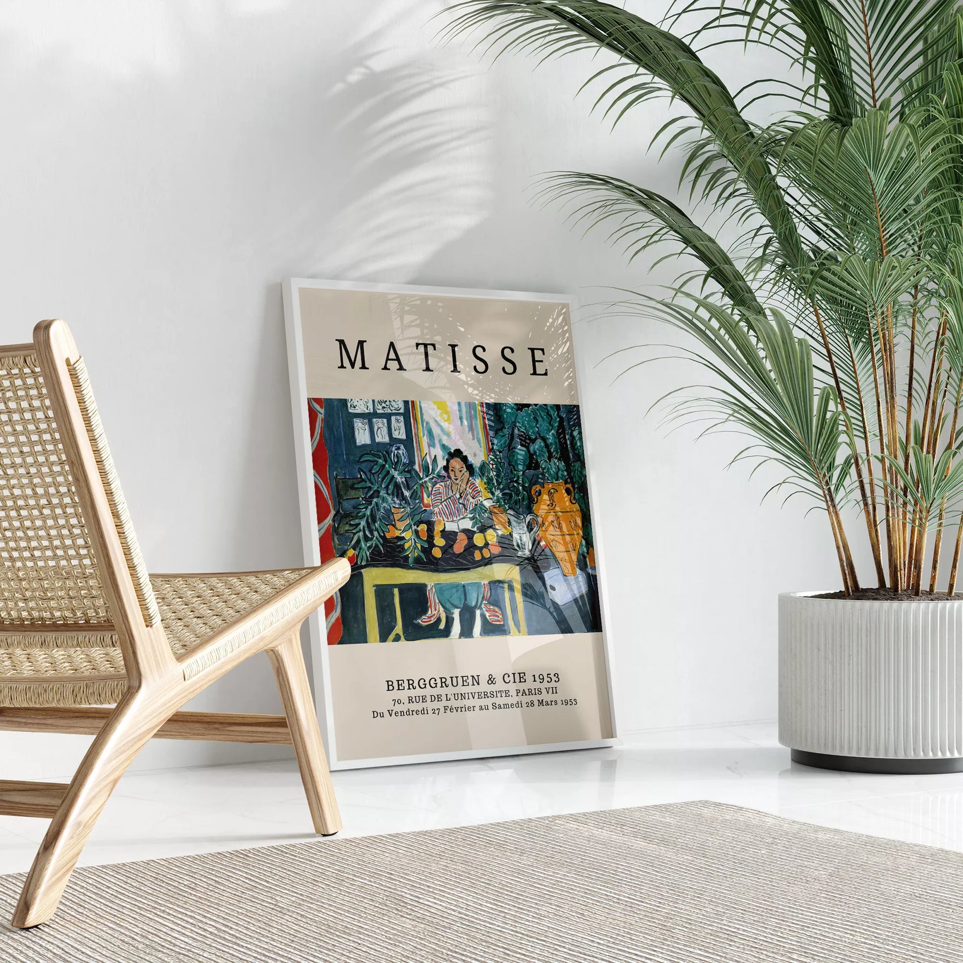 マティス風 インテリア画 ターコイズ イエロー ボタニカル ダイニング