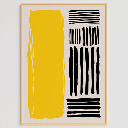 イエローオレンジレッド抽象ラインアートポスター 3枚セット