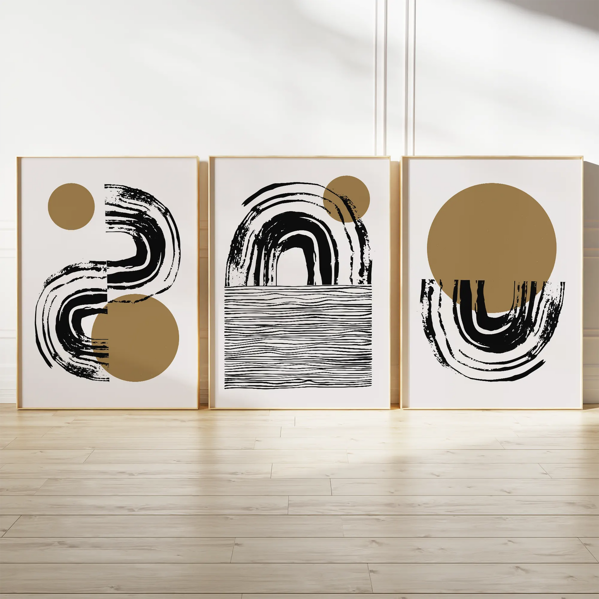 抽象ブラックゴールドの高級感あるアートポスター 北欧モダンインテリア 3枚セット