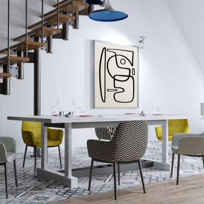 モダンな黒線による抽象的な顔のシルエットアート、シンプルな線画