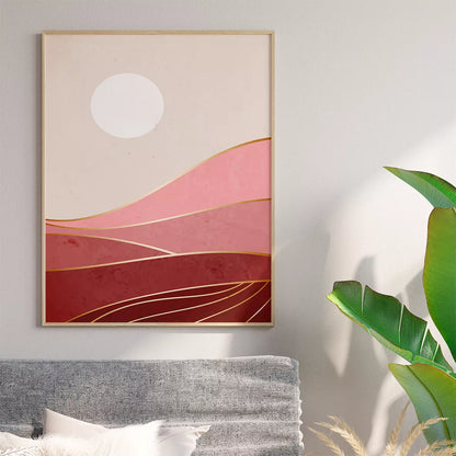 アートポスター 月の満ち欠け ピンク山脈 高級感 北欧モダンインテリア 3枚セット