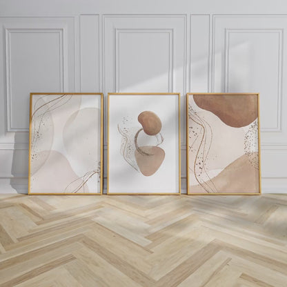 アートポスター ベージュ抽象画 ミニマル 3枚セット