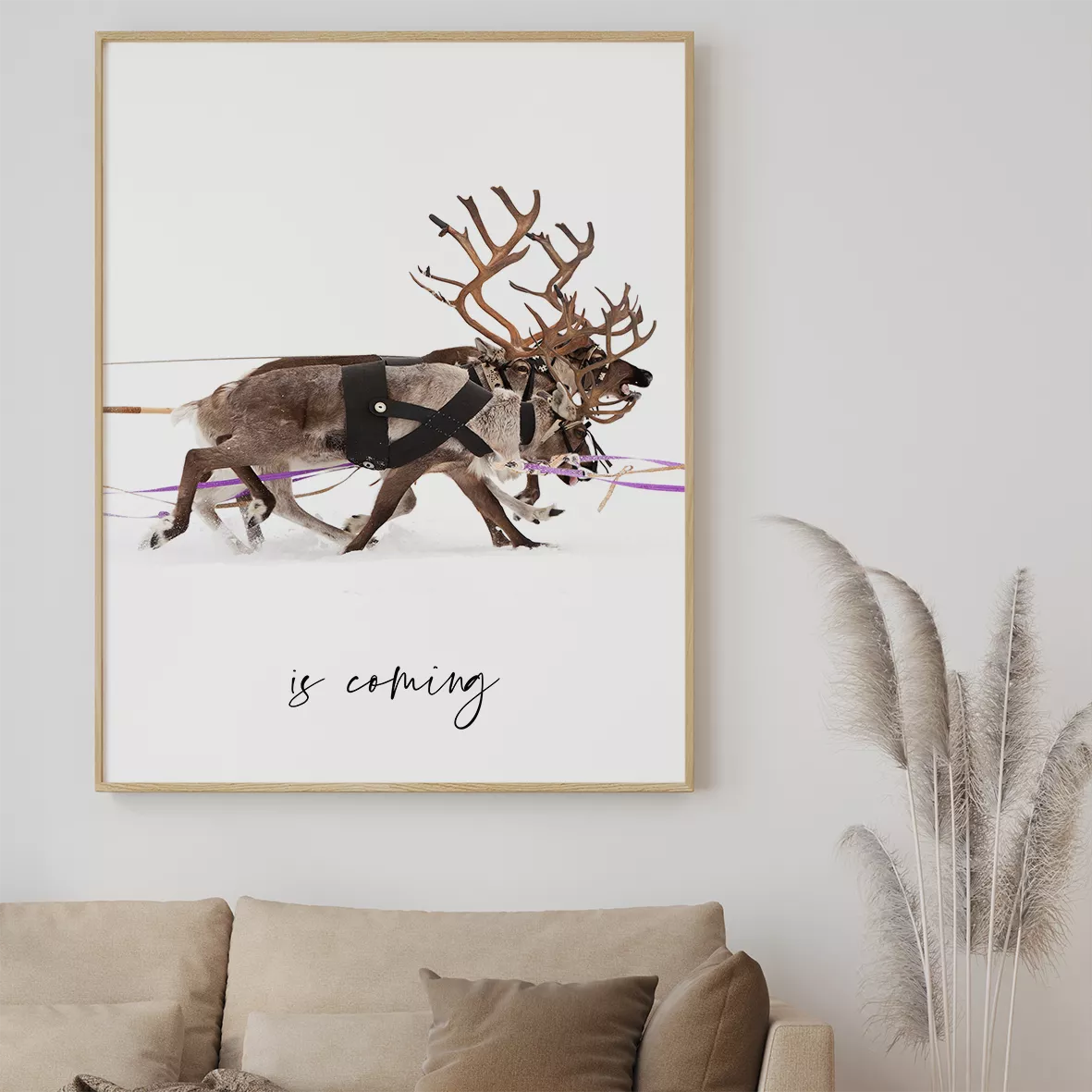 サンタクロースとトナカイの北欧デザインクリスマスアートポスター 3枚セット 冬インテリア