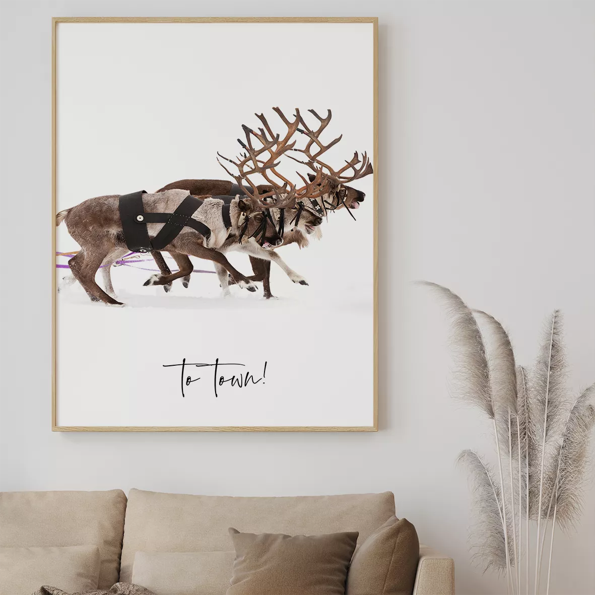 サンタクロースとトナカイの北欧デザインクリスマスアートポスター 3枚セット 冬インテリア