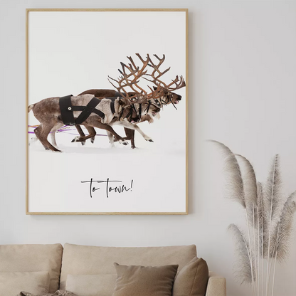 サンタクロースとトナカイの北欧デザインクリスマスアートポスター 3枚セット 冬インテリア