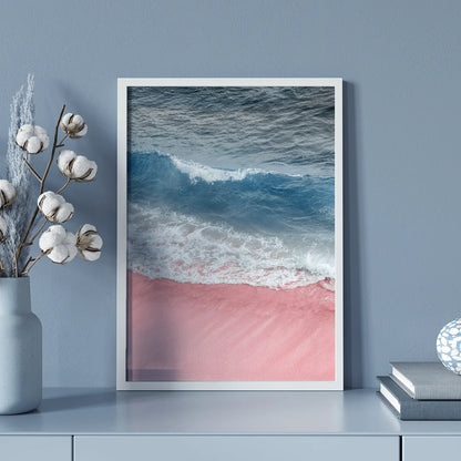アートポスター ソフトピンク ビーチ 砂浜 パステルカラー 北欧風景 癒しインテリア