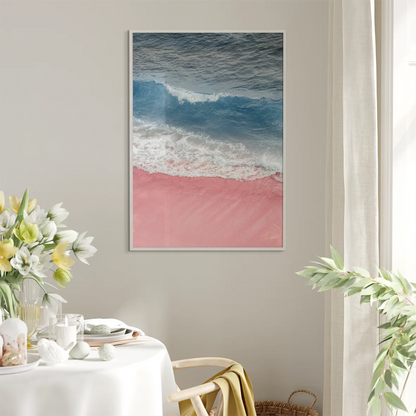 アートポスター ソフトピンク ビーチ 砂浜 パステルカラー 北欧風景 癒しインテリア