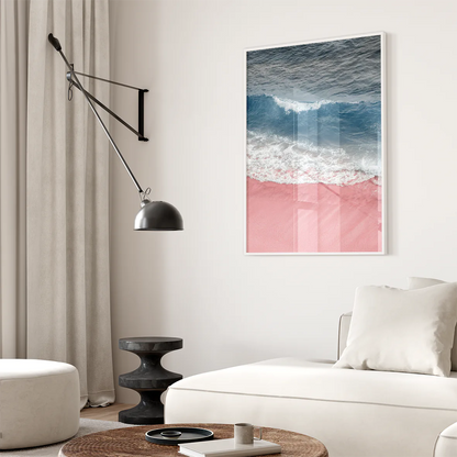 アートポスター ソフトピンク ビーチ 砂浜 パステルカラー 北欧風景 癒しインテリア