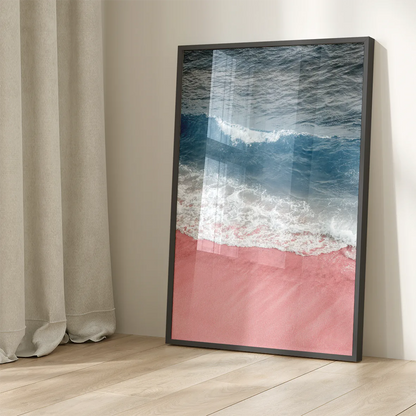 アートポスター ソフトピンク ビーチ 砂浜 パステルカラー 北欧風景 癒しインテリア