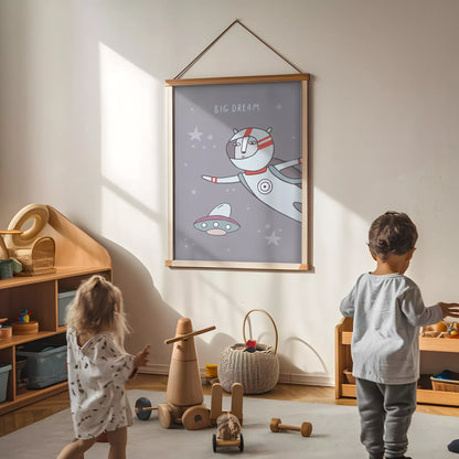 宇宙テーマのビッグドリームデザインアートポスター 子供部屋装飾