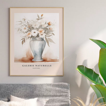 花瓶に活けられた水彩画風の花束アート